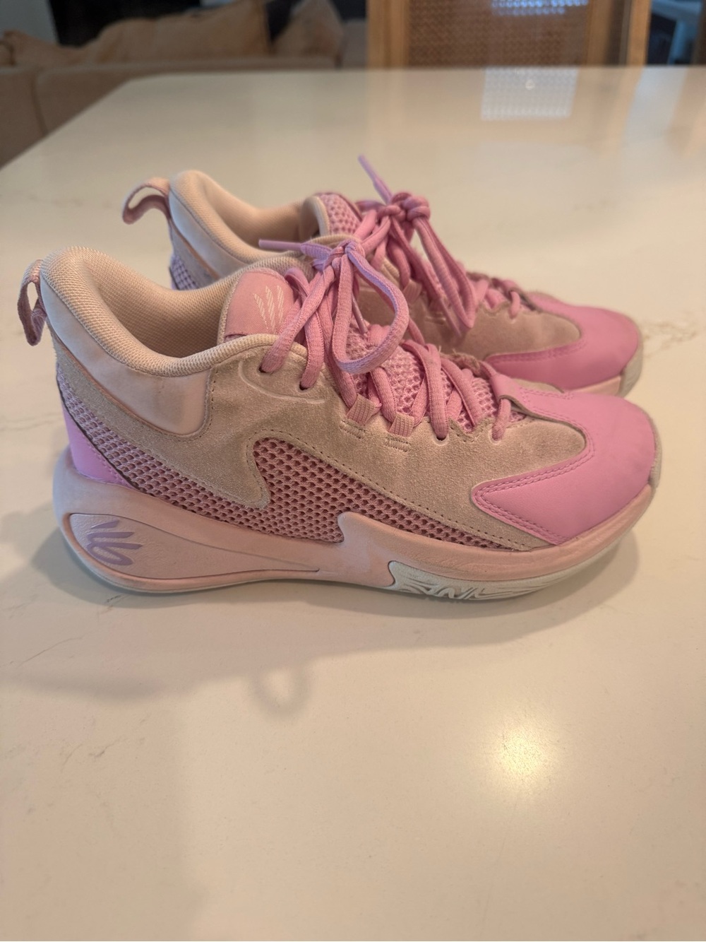 Under Armour Girls' Pink Lace-Up Basketball Sneakers Size 4.5 Y
